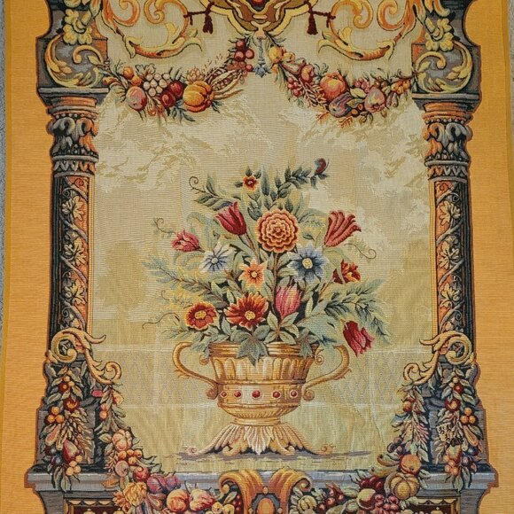 French Other - Vintage French Tapestry Wall Hanging, 47" X 37.5" BOLD Colors